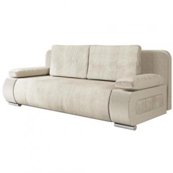 Sofá-cama Comfivo 144, con caja de ropa de cama, color beige, dimensiones 200 x 77 x 92 cm