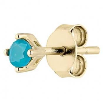 Piercing Earcandy Luz en Plata de Ley 925 con Baño de Oro Amarillo 18k y Gema Nano Amazonita, Cierre Presión, Joyas para Mujer