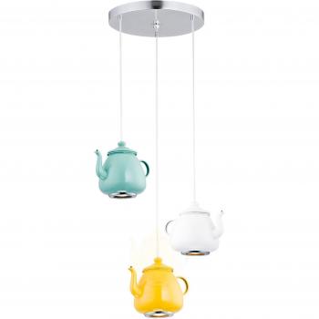 Lámpara colgante Argon Jasse cafetera 3 luces multicolor