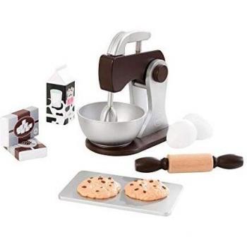 KidKraft - Set de cocina de juguete con batidora y accesorios para repostería, de madera, Color Espresso