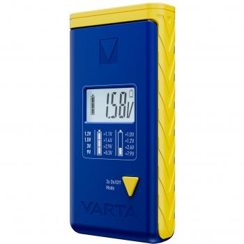 Comprobador de pilas LCD Varta 00893101111 con pantalla LCD, compatible con diversas baterías, diseño compacto y fácil de usar