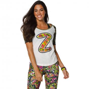 Zumba Fitness Mashed Up Army - Camiseta para mujer, color blanco, talla M