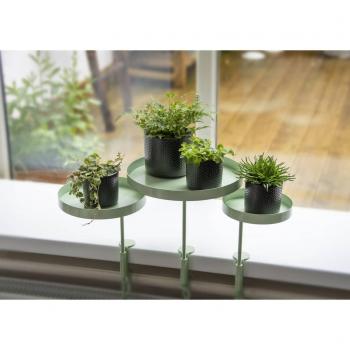 Esschert Design Bandeja para Plantas con Abrazadera Redonda Dorado M Macetero Color Dorado, Verde, Soporte para plantas redondo para fijar, altura ajustable, 24,6 x 18 cm