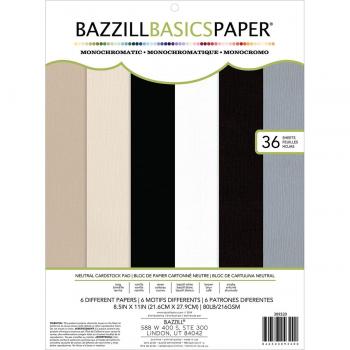 Bazzill cartulina Bazzill Basics Pad 21,59 x 27,9 cm, 36/pkg-mono neutrals, otros, multicolor