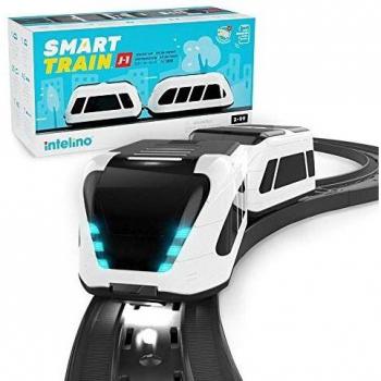 intelino J-1 Smart Train Kit de Inicio - El Tren y Robot de Juguete Que Enseña a Codificar con Juegos - Compatible con el Tren de Madera - Funciona sin Pantalla y Conectado a la App - Edad 3+
