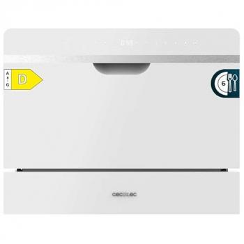 Lavavajillas Compacto Semi-Integrable 6 Servicios Cristal Blanco Clase D 5 Programas Panel Táctil Comienzo Diferido Childlock Cesta para Cubiertos