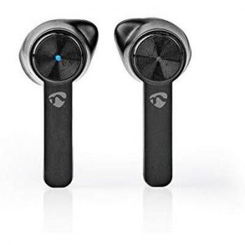 Nedis - Auriculares inalámbricos - Bluetooth 5.0 - Tiempo de reproducción de 3 Horas - Control por Voz - Incluye Bolsa de Carga - Control Integrado - Negro