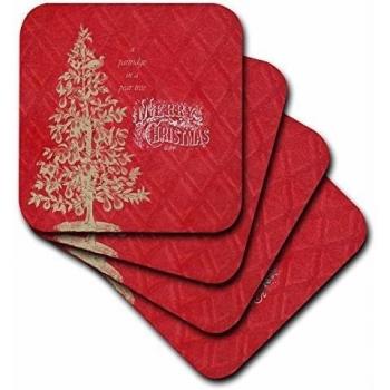 3dRose CST _ 110316 _ 3 Perdiz en forma de pera tree-christmas art-ceramic Azulejos Posavasos, juego de 4
