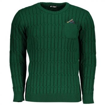 U.S. Polo Assn. Men's Green Twisted Crew Neck Sweater - Size L