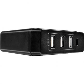Lindy 73329 4-Port USB Type C & A Smart Charger with Power Delivery, 72W - Black