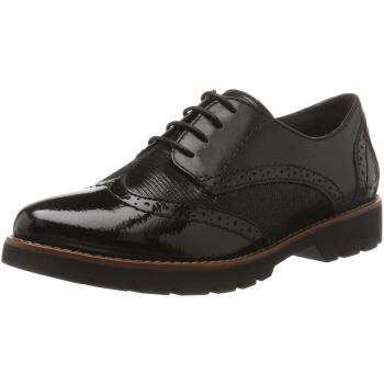 Jana 23702, Zapatos de Cordones Oxford Mujer, Negro