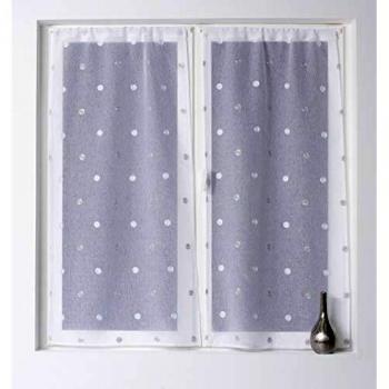 Cortina de Vitrage Blanca 60x160 cm con Motivo Plateado Bordado, 100% Poliéster, Colección Smarties