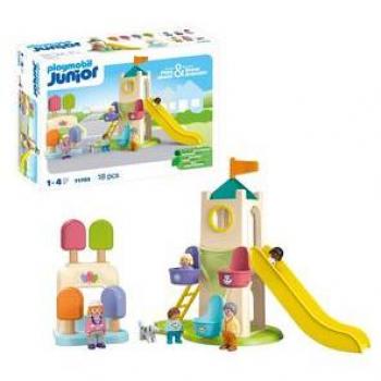 Playmobil Junior - Parque de Aventura Infantil con múltiples áreas de juego, figuras interactivas, toboganes y elementos de escalada
