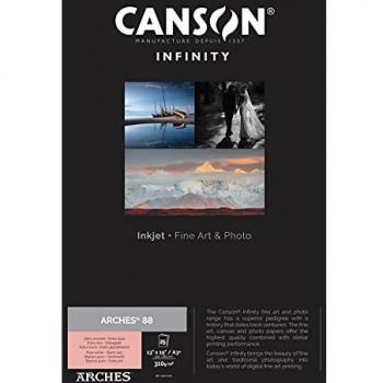 Canson Infinity Arches 88 Pure White Matte Inkjet Paper, A3+ (13x19), 310g, 25 Sheets