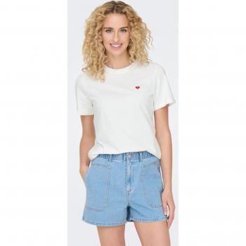 Camiseta de mujer JDY con dibujo frontal, modelo Only JDYPISA S/S Print, color Cloud Dancer