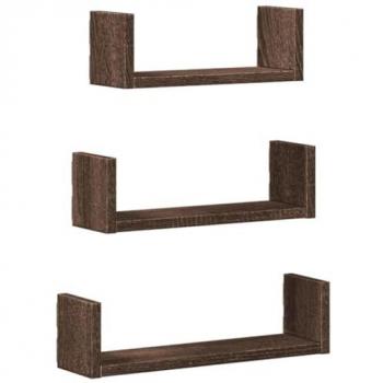 Estante de pared flotante 3 piezas de madera de ingeniería en roble marrón
