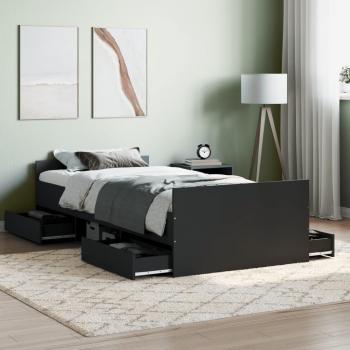 Estructura de cama con cabecero y piecero negro 90x200 cm Vidaxl