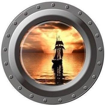 Winhappyhome Submarino 3D ventana falsa pegatinas de pared para niños Habitación Sala de lavado automático Nevera fondo de la puerta de la decoración Etiqueta-W007