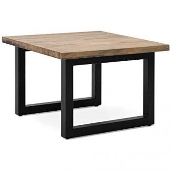 Mesa Auxiliar iCub Big Wood Eco 60x60x53 cm Negra en Madera Maciza de Pino con Acabado Vintage Estilo Industrial