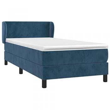 Cama Box Spring con colchón terciopelo azul oscuro 90x200 cm
