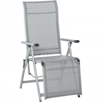 Outsunny Tumbona Plegable de Jardín Sillón Ajustable en 10 Posiciones Respaldo Alto Reposapiés Transpirable Carga Máx. 150 kg 78x58x110 cm