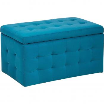 Otomana de Terciopelo Azul Verdoso con Almacenaje y Asiento Acolchado Michigan