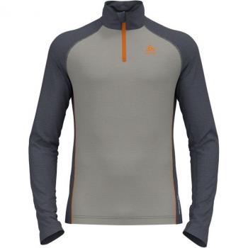 Odlo Camiseta Interior De Manga Larga Natural The Performance Wool 150 Half Zip gris claro naranja - M