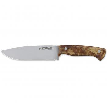 Cuchillo de caza iFIELD Epic modelo IMPALA de lujo, con hoja pulida espejo de 16,5 cm, con funda de piel de alta calidad hecha por Quercur, herramienta de camping para pesca, caza, actividad deportiva