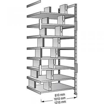 Estantería ensamblable para archivadores, galvanizada, altura 3000 mm, doble cara, dimensiones del suelo 800 x 600 mm