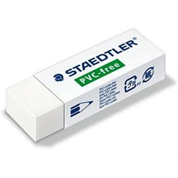 Goma de borrar grande Staedtler 525 B20, sin PVC ni látex, 65 x 23 x 13 mm, blanca