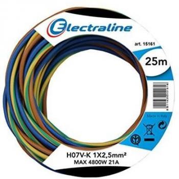 Electraline 25151 Cable Unipolar H07 V-K 3X1X2,5 25M Negro/Azul/Amarillo/Verde