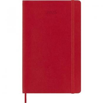 Moleskine Agenda 2025, tamaño L/A5, tapa blanda, color rojo claro, formato día por página
