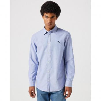 Camisa de hombre Wrangler Classic Azul de manga larga y corte ajustado