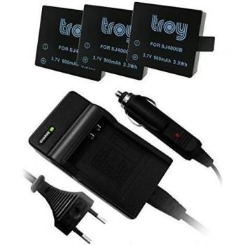 Troy 3 x Batería + Cargador para SJCAM QUMOX SJ4000 subtig3 DX 288812 DX 288813