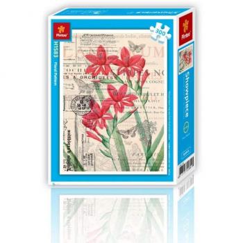 Puzzle de plástico Pintoo - Patrón Floral, 300 piezas