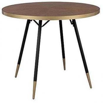 Mesa de comedor redonda para 2 personas en madera y metal - Color madera oscura