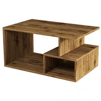 Mesa auxiliar moderna 90x54x42 cm, 100% tablero de aglomerado rechapado en melamina, color nogal