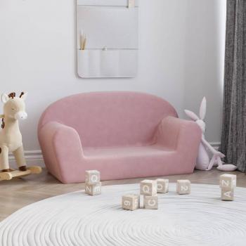 Sofá para niños de 2 plazas en suave felpa rosa