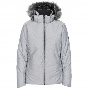 Trespass - Chaqueta de esquí para mujer, impermeable, cortavientos, capucha desmontable, ventilación en las axilas, bolsillo con cremallera, Sabiduría, Mujer, color gris, tamaño XXS