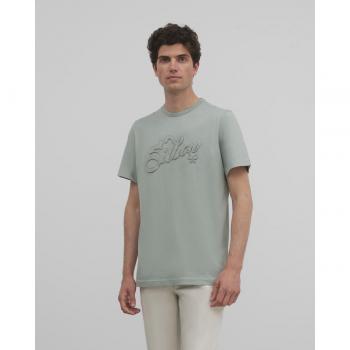 Camiseta de hombre verde manga corta con logo letras