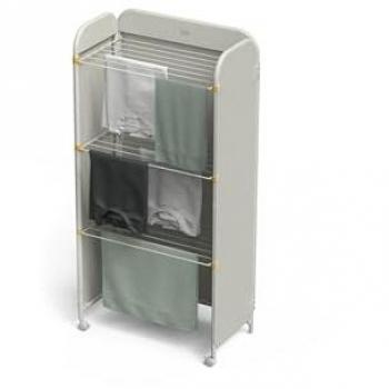 Tendedero Eclipse™ de 3 Niveles, Ajustable, con Funda Integrada y Ruedas, Plegable, Capacidad 14kg/14m, Color Crudo