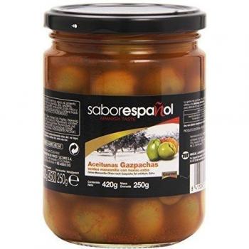 Gourmet SaborEspañol - Aceitunas Gazpachas - verdes manzanilla con hueso extra - 250 g