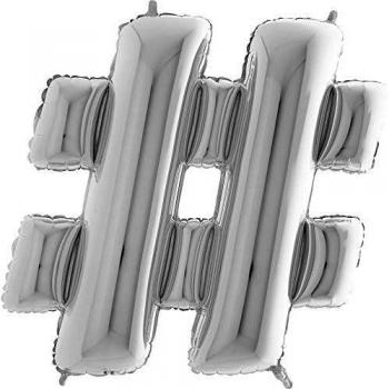 Globo Hashtag de plata de 40 pulgadas - Globo de papel - Globo de fiesta