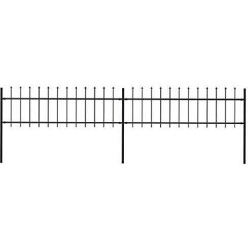 Black Steel Garden Fence with Spear Top 3.4x0.6 m