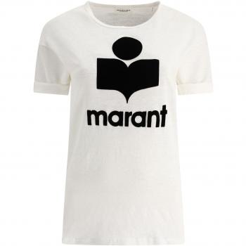 Isabel Marant Etoile Women's Koldi White Linen Short Sleeve T-Shirt, Size Medium