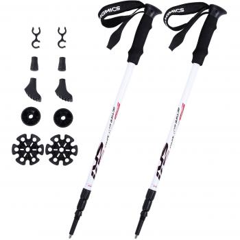 Songmics Juego de 2 Bastones para Senderismo Marcha Nórdica Bastones de trekking Longitud ajustable 65-135 cm Ideal para mujeres y hombres Blanco SAS60W