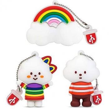 LEIZHAN Memoria USB 16GB * 3 Nube,Pendrive USB 2.0 Flash Drive Impermeable Silicona Regalo para Niños,Estudiantes