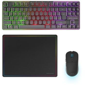 Combo Gaming Inalámbrico Mars Gaming MCPWTKL, Teclado TKL FRGB Rainbow, Ratón RGB 3200DPI con Switches HUANO y Alfombrilla Antideslizante 360x260mm