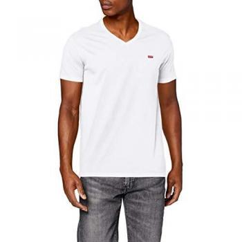 Classic V-Neck White Cotton Tee - XL