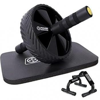 POWER GUIDANCE AB Wheel Roller with Push Up Bar, Exercise Home Gym Equipment for 6 Pack Abs & Core Workout Roller - with Innovative Non-Slip Rubber, Extra Thick Knee Pad